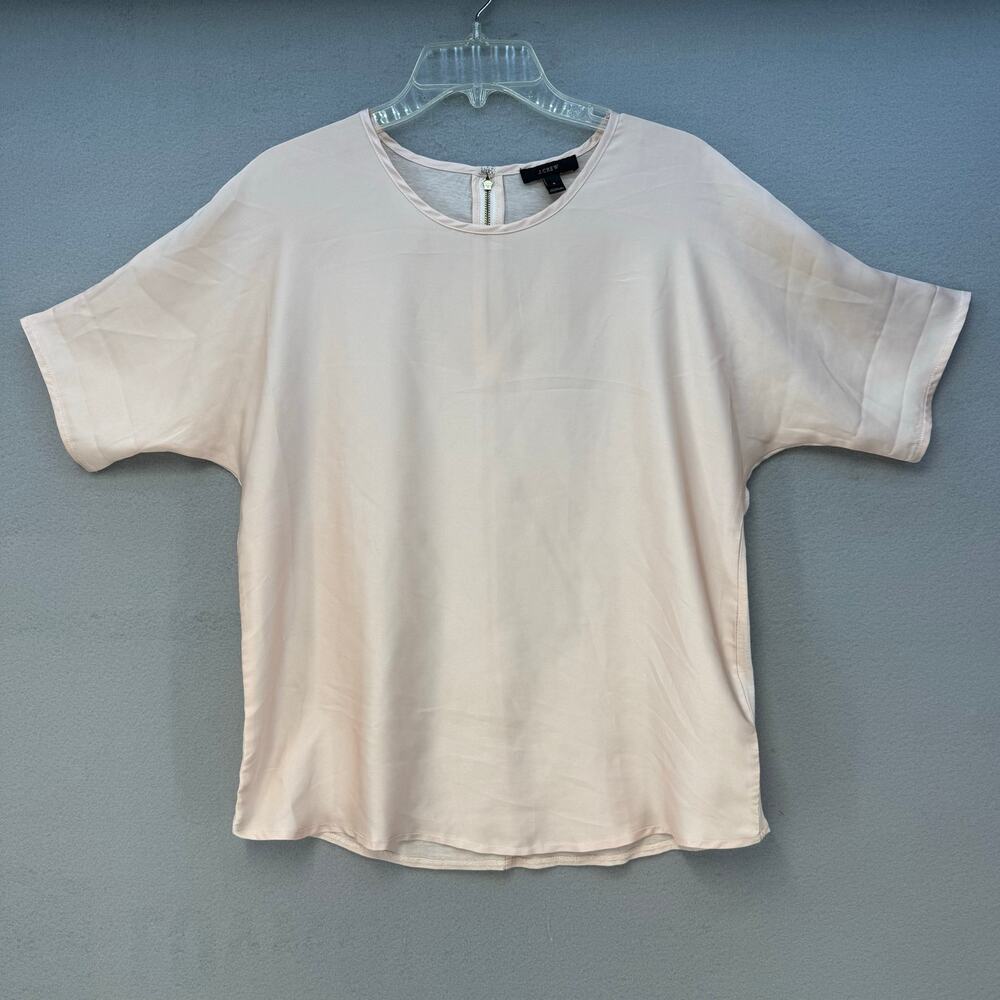 J. Crew Top Women's S Pink Silk Short Sleeve Back Zip Business Casual